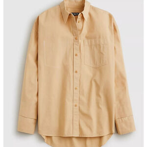 NEW J.Crew Étienne Oversized Lightweight Safari Oxford Shirt in Tan Size XS NWT